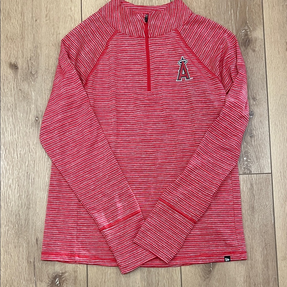 Angles Baseball Woman’s New Era Red Striped Pullover